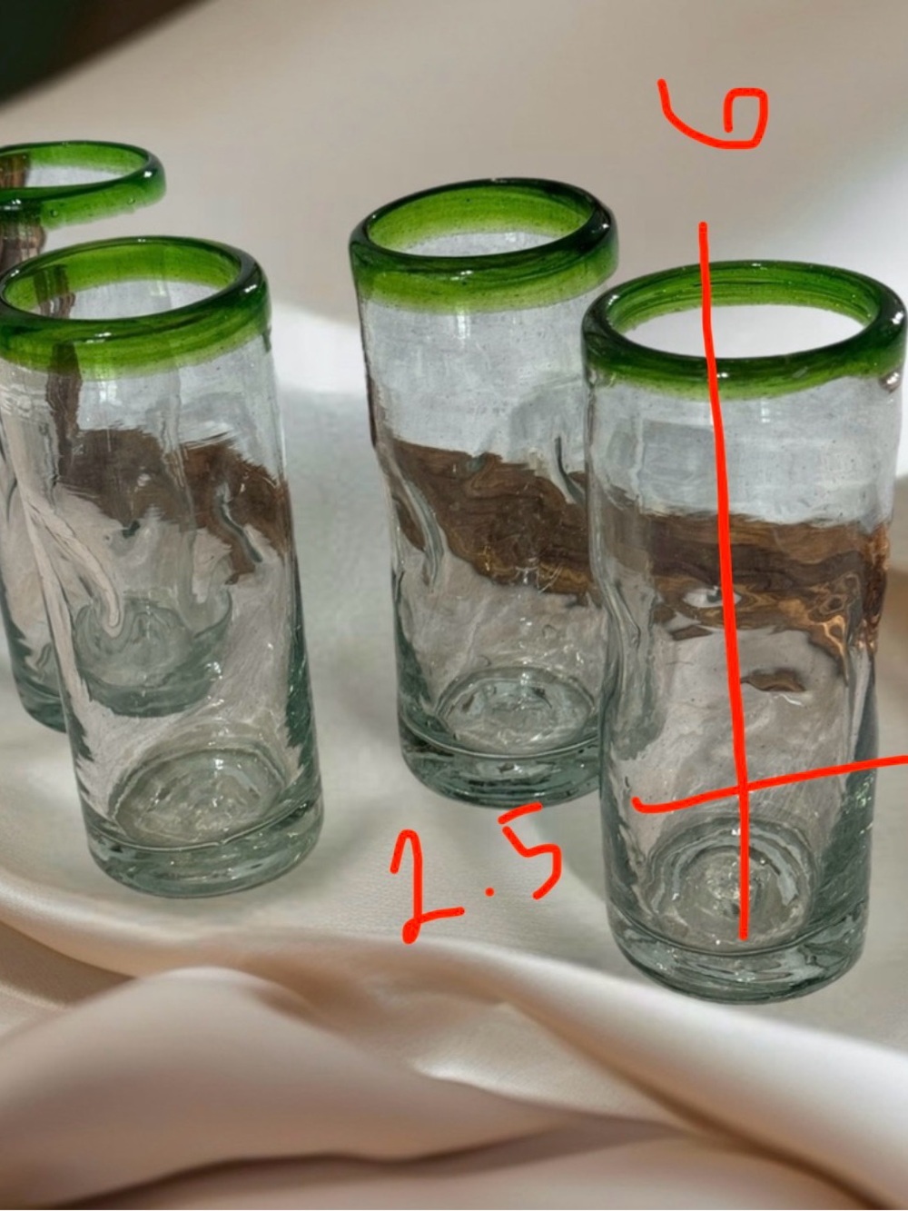 Set of mid Century Hand Blown Emerald Green Glass Tumbler High Ball Glass Set. - Picture 10 of 10